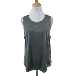 Nike Icon Clash Running Tank Top Womens M Gray Striped Lightweight Curved Hem